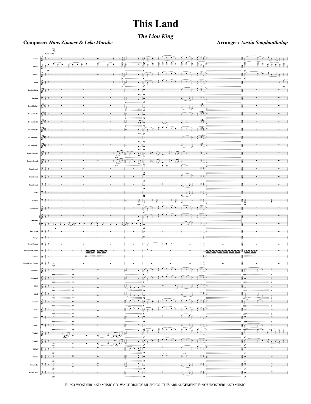 the lion king orchestral score pdf